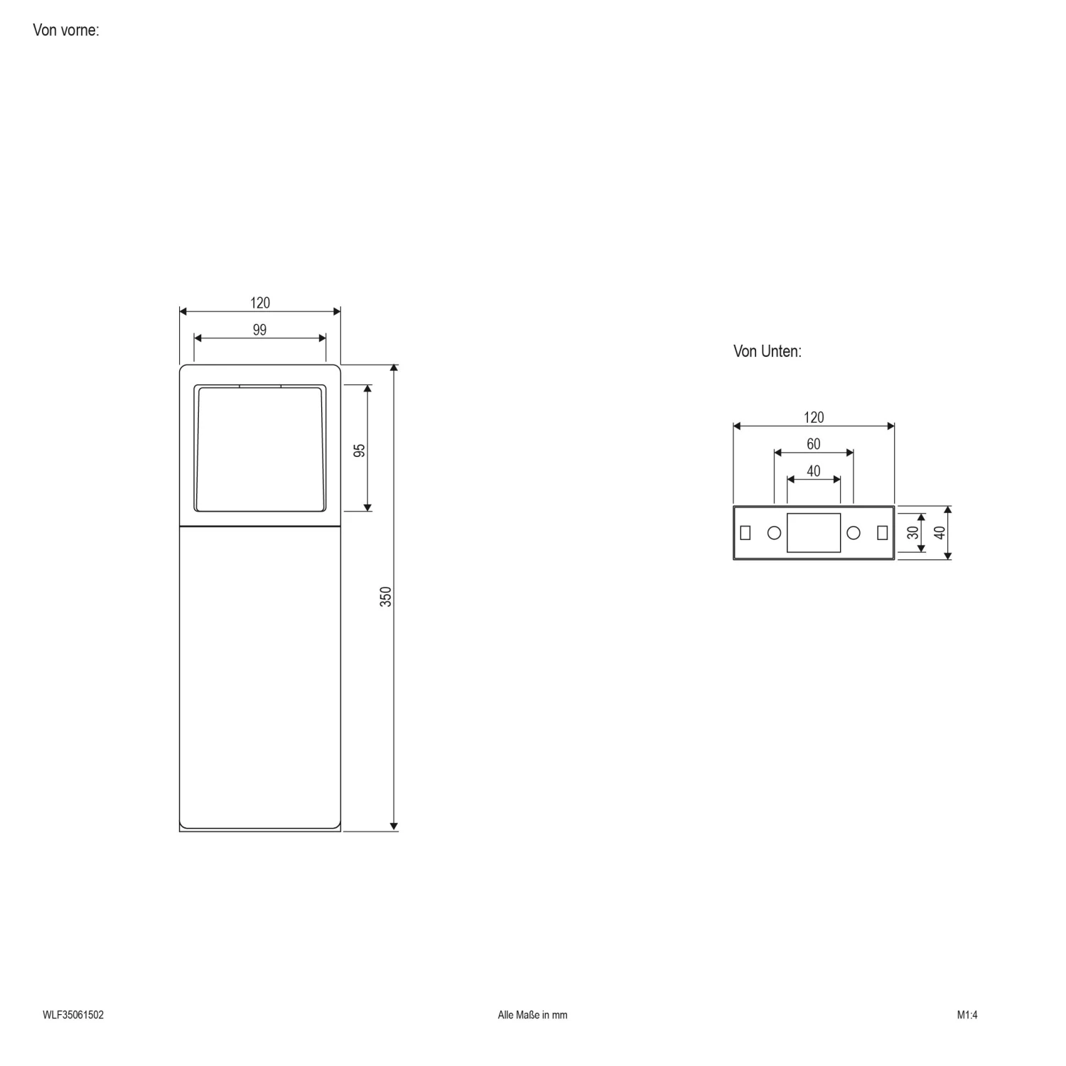 EVN WLF35061502 LED Wegeleuchte 6W, 350mm, 218lm 2 EVN WLF35061502 LED Wegeleuchte 6W, 350mm, 218lm – Bild 2