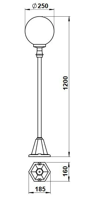 Albert 662003 Wegeleuchte, Höhe 1,20m, Schwarz, Kugel Blasenglas 2 Albert 662003 Wegeleuchte, Höhe 1,20m, Schwarz, Kugel Blasenglas – Bild 2