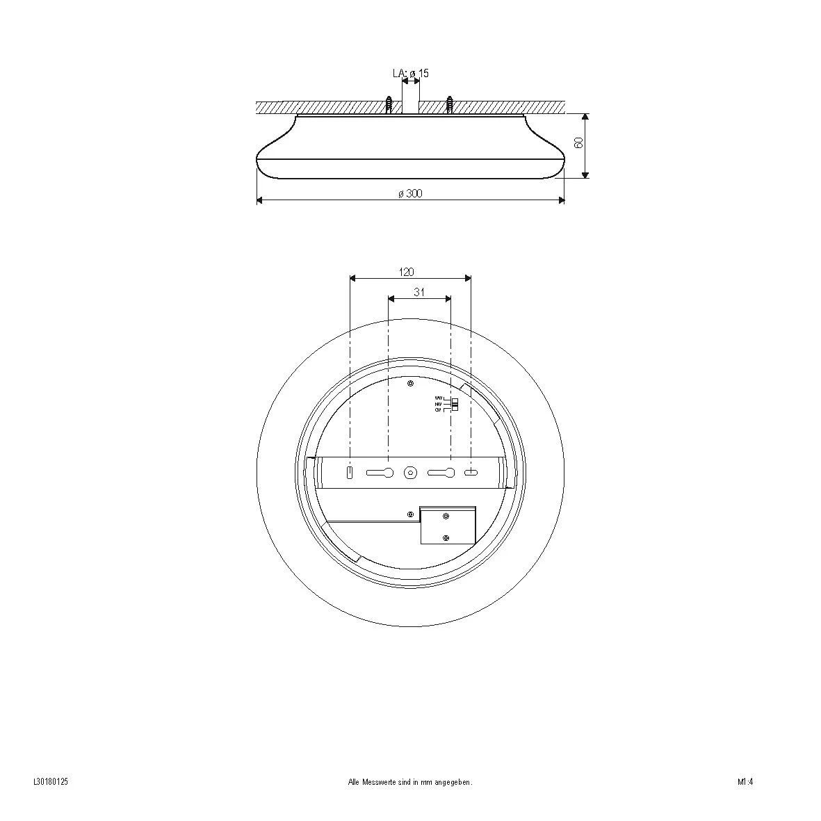 EVN L30180125 LED Deckenanbauleuchte Rund, 3000K Bis 5700K, 1900lm, 2 EVN L30180125 LED Deckenanbauleuchte Rund, 3000K Bis 5700K, 1900lm, – Bild 2