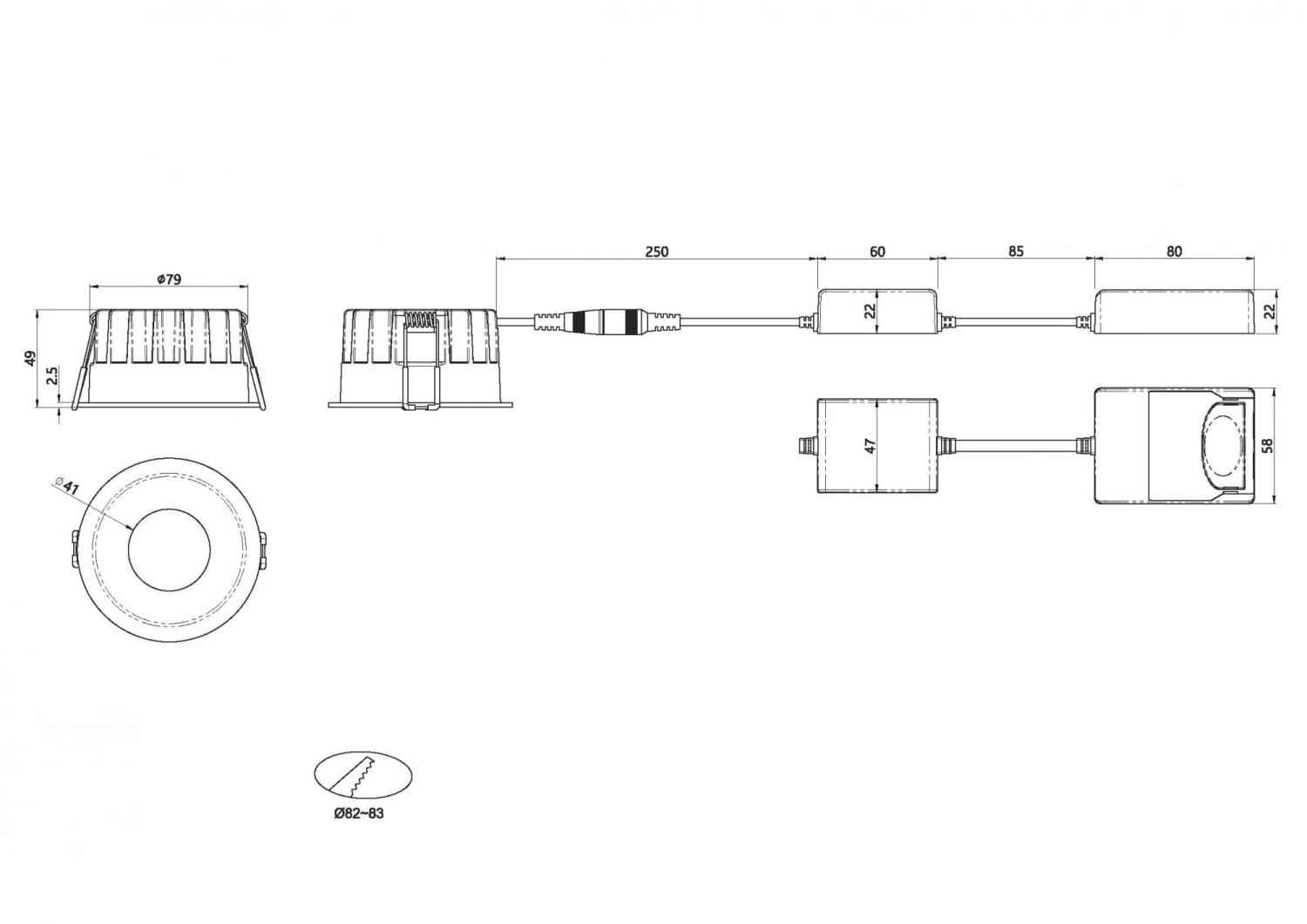 ALED 5703059001305 LED Downlight EVO D IsoSafe Sunfall Outdoor/Indoor 7W 560lm 2500-3000K 60° CRI95 IP54 Weiß Ausschnitt 83mm 2 ALED 5703059001305 LED Downlight EVO D IsoSafe Sunfall Outdoor/Indoor 7W 560lm 2500-3000K 60° CRI95 IP54 Weiß Ausschnitt 83mm – Bild 2