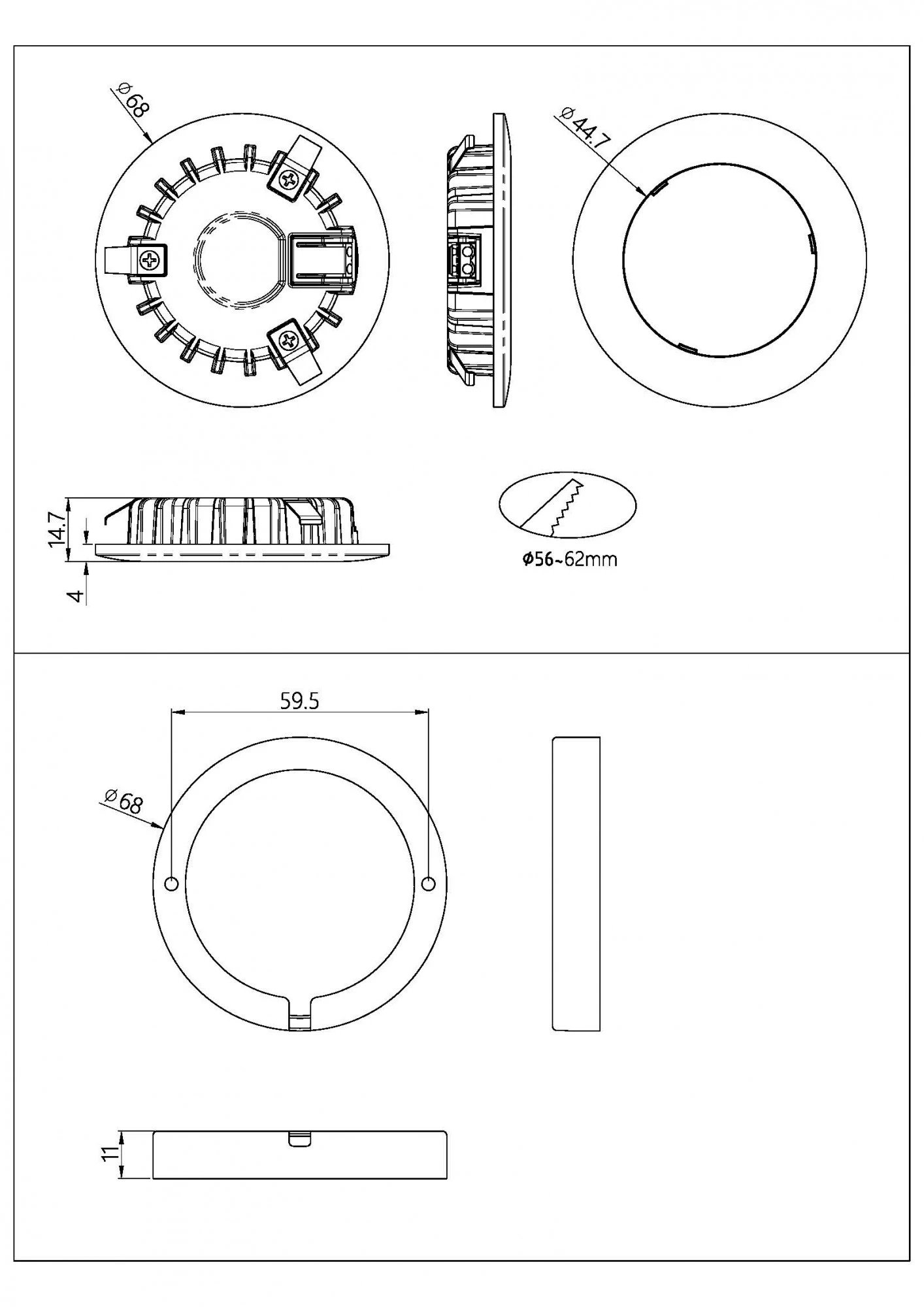 ALED 5703060000168 LED Downlight EVO1-12V 2,8W 280lm 3000K 60° CRI97 IP54 Schwarz Ausschnitt 55-62mm 2 ALED 5703060000168 LED Downlight EVO1-12V 2,8W 280lm 3000K 60° CRI97 IP54 Schwarz Ausschnitt 55-62mm – Bild 2