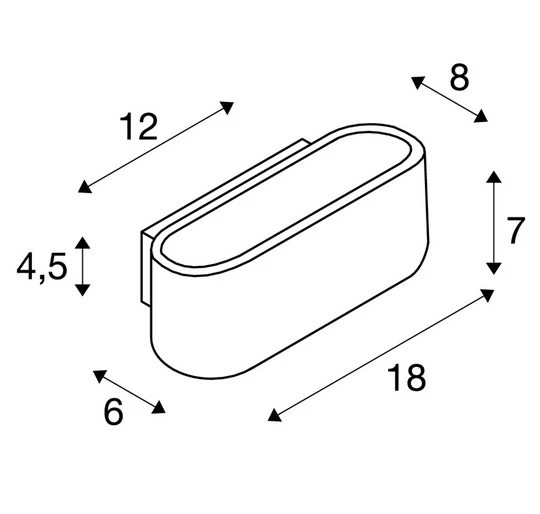 SLV 151450 OSSA 180, Wandleuchte, QT-DE12, Oval, Up/down, L/B/H 18/8/7 Cm, Max. 100W 2 SLV 151450 OSSA 180, Wandleuchte, QT-DE12, Oval, Up/down, L/B/H 18/8/7 Cm, Max. 100W – Bild 2