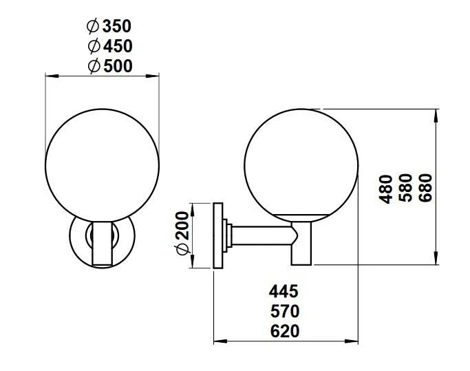 Albert 660800 Kugel-Wandleuchte, Ø350mm, Kunststoffkugel 2 Albert 660800 Kugel-Wandleuchte, Ø350mm, Kunststoffkugel – Bild 2