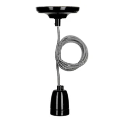 BAILEY 141474 Pendelleuchte Porzellan E27, Schwarz, Mit Textilkabel 1,5m