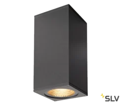 SLV 234515 BIG THEO WALL, Outdoor Wandleuchte, Zweiflammig, LED, 3000K, Flood Up/Beam Down, Silbergrau, B/H/T 13/29/13,5 Cm