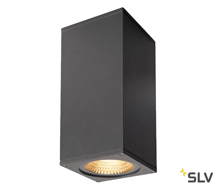 SLV 234515 BIG THEO WALL, Outdoor Wandleuchte, Zweiflammig, LED, 3000K, Flood Up/Beam Down, Silbergrau, B/H/T 13/29/13,5 Cm 1 SLV 234515 BIG THEO WALL, Outdoor Wandleuchte, Zweiflammig, LED, 3000K, Flood Up/Beam Down, Silbergrau, B/H/T 13/29/13,5 Cm
