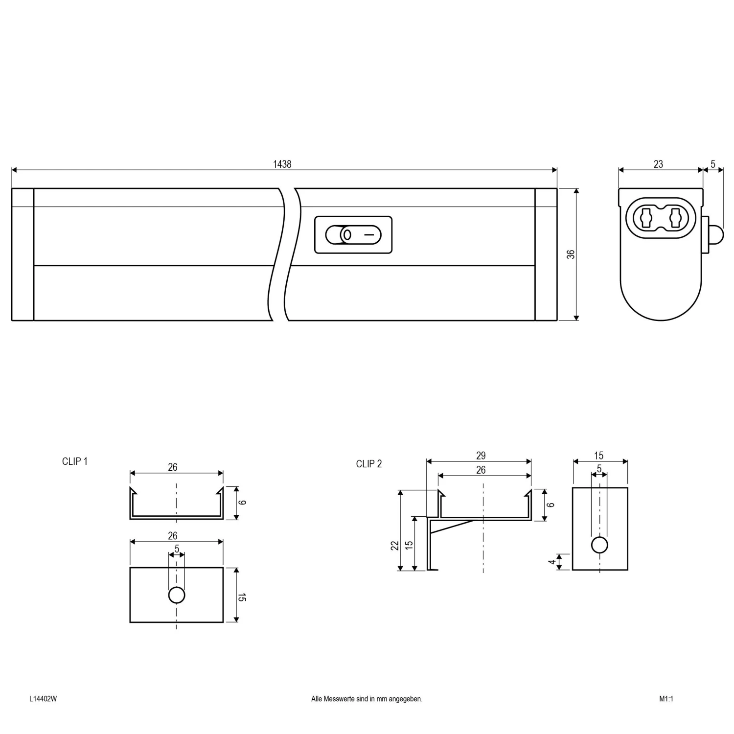 EVN L14440W LED Anbaulichtleiste 4000K, 1800lm, Mit Eurostecker 2 EVN L14440W LED Anbaulichtleiste 4000K, 1800lm, Mit Eurostecker – Bild 2