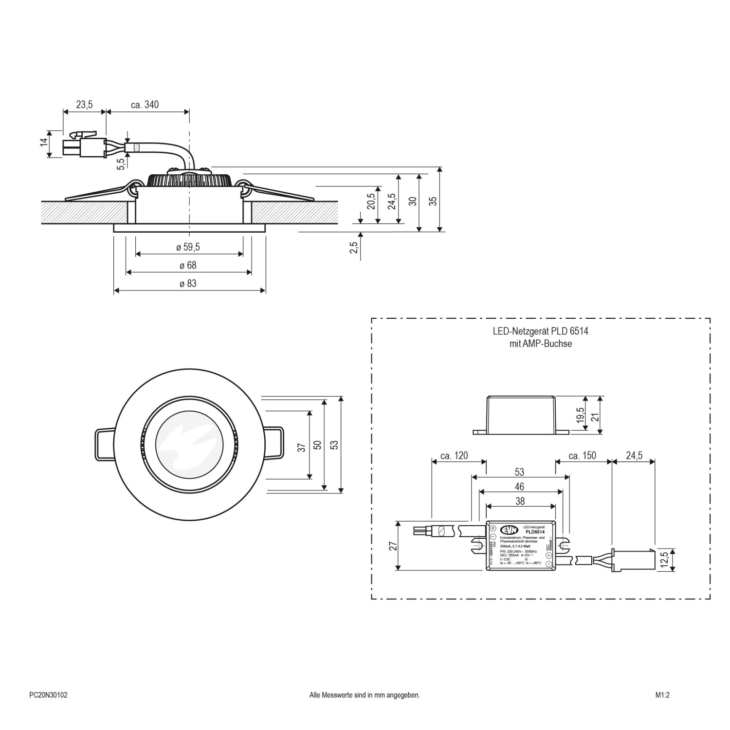 EVN PC20N30102 LED Deckeneinbauleuchte Rund, Schwenkbar, IP20, 3W, 3000K, 300lm 2 EVN PC20N30102 LED Deckeneinbauleuchte Rund, Schwenkbar, IP20, 3W, 3000K, 300lm – Bild 2