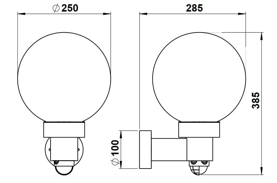 Albert 660257 Kugel-Wandleuchte M. Bewegungsmelder, Opalglas, Schwarz 2 Albert 660257 Kugel-Wandleuchte M. Bewegungsmelder, Opalglas, Schwarz – Bild 2
