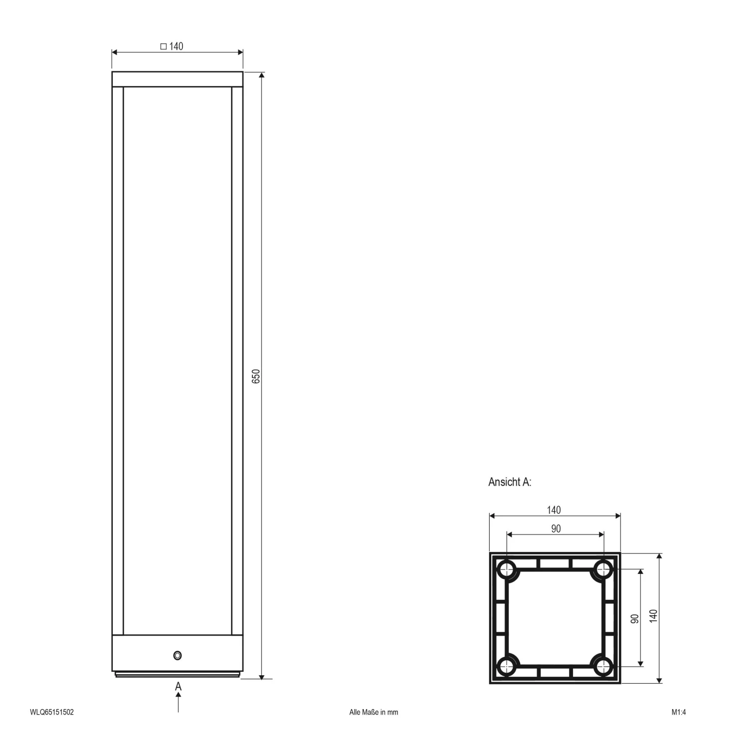 EVN WLQ65151502 LED Wegeleuchte 650mm, IP54, 15W, 3000K, 818lm 2 EVN WLQ65151502 LED Wegeleuchte 650mm, IP54, 15W, 3000K, 818lm – Bild 2